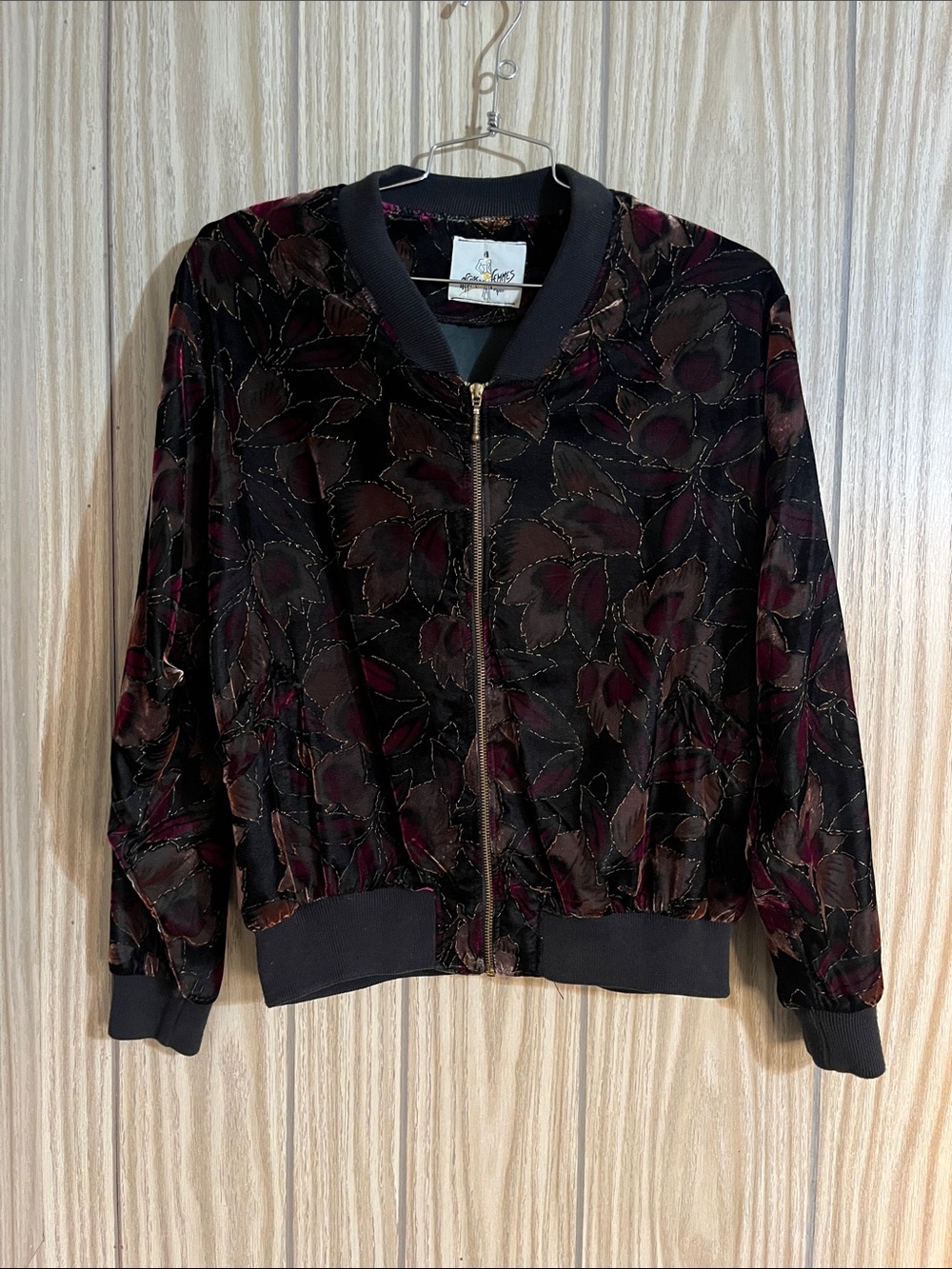 Vintage Affaire de Femmes Paris Velvet Devoré Bomber Jacket - Size 13  (L)